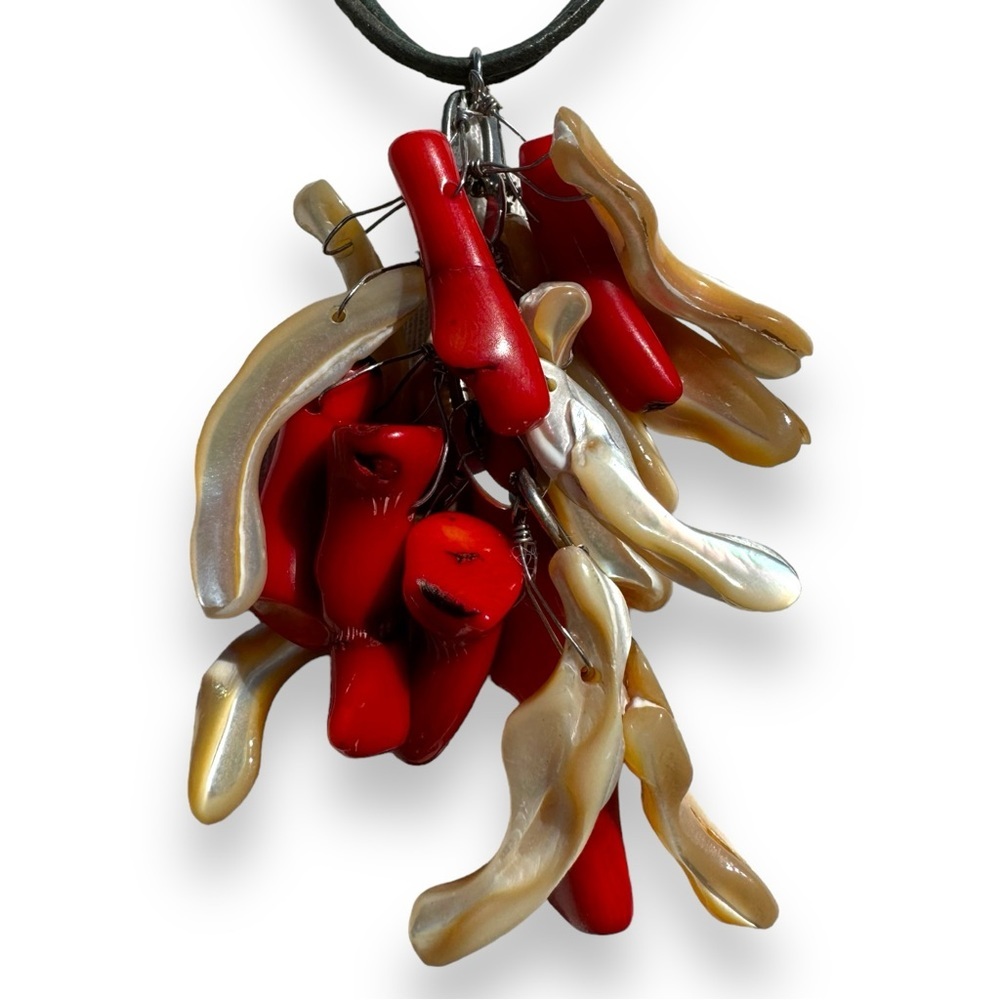 Red Coral & Agate Necklace - Picture 2 of 4